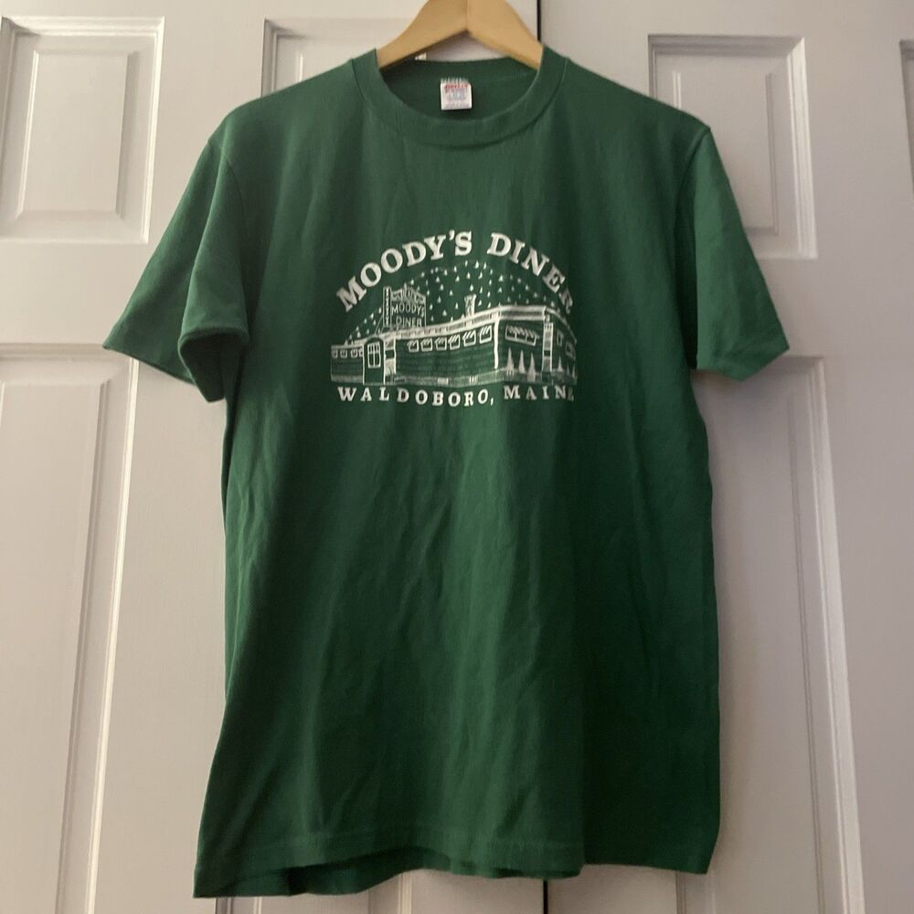 VTG 80s Jerzees by Russell Blank Maine Green T-Shirt Mens L Single Stitch USA